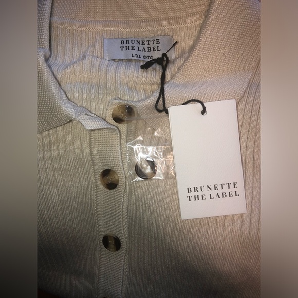 Christy Rib Knit  Brunette The Label Cream Ribbed Cardigan - Picture 5 of 9